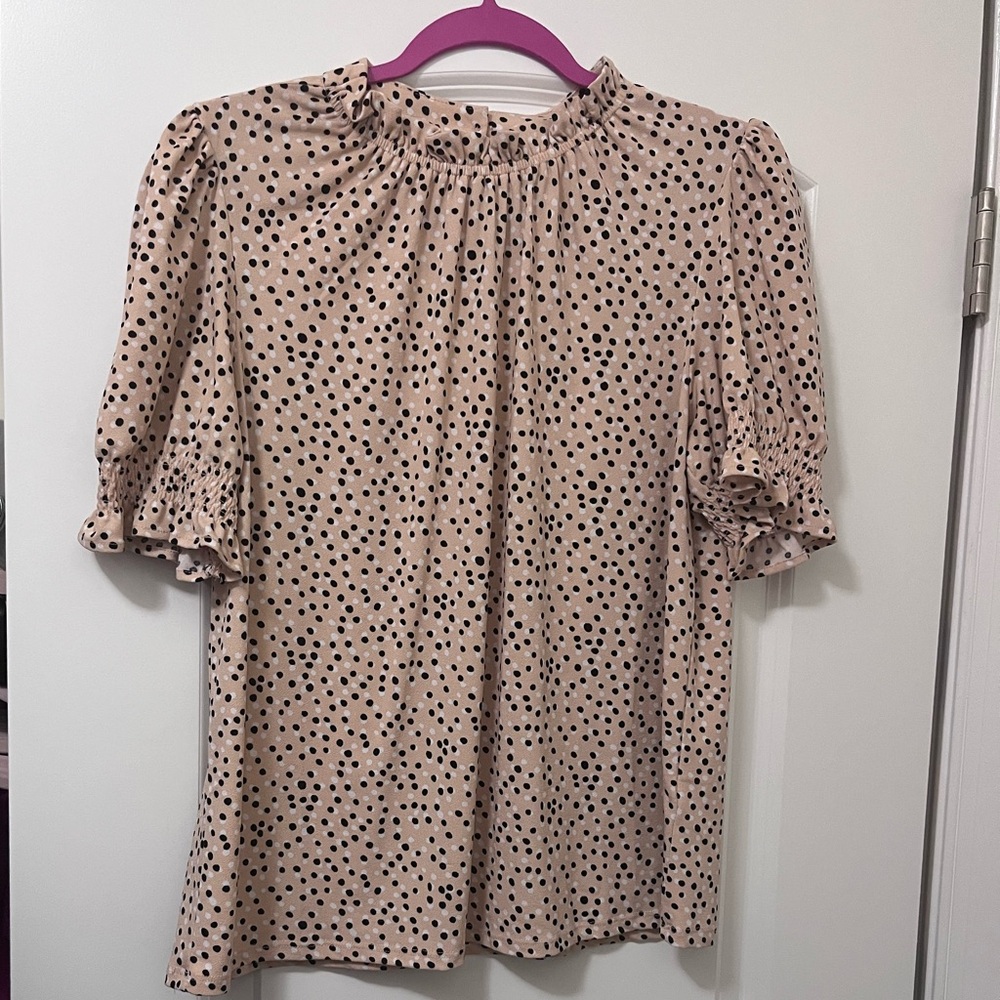 Adrianna Papell Pink Polka Dot Blouse